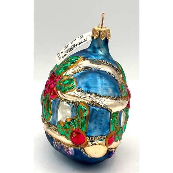 Henri Bendel Mercury Glass Ornament Poland Christmas Holly Berries Leaves HTF BL - Picture 4 of 16
